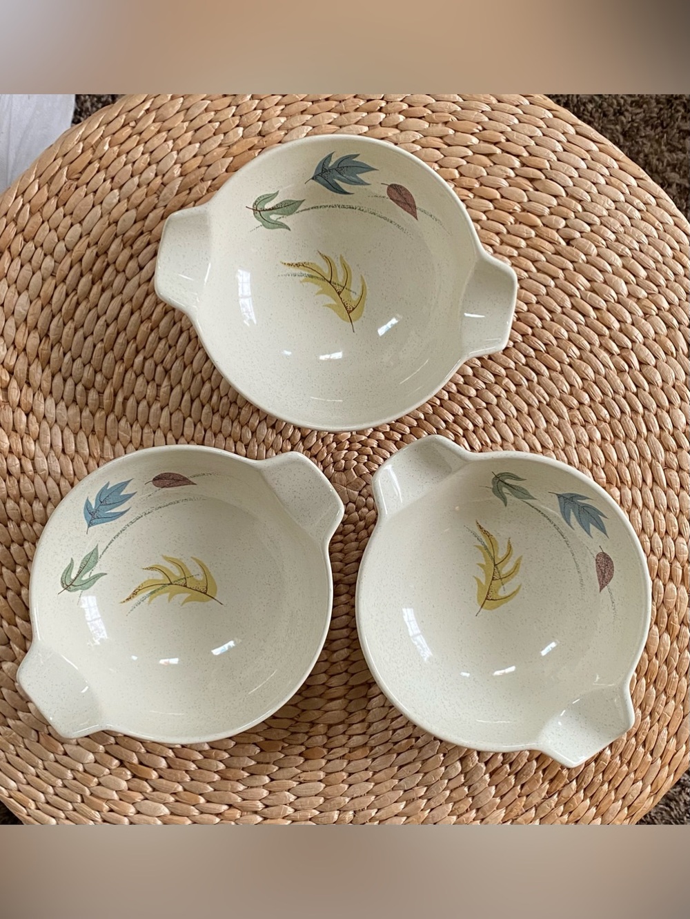 Vintage Franciscan Autumn Lug Soup Cereal Bowls Set of 3 Mid Century Modern